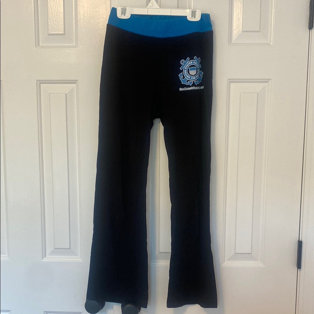 Black and Blue Athletic Pants | Go Coast Guard | Flare bottom